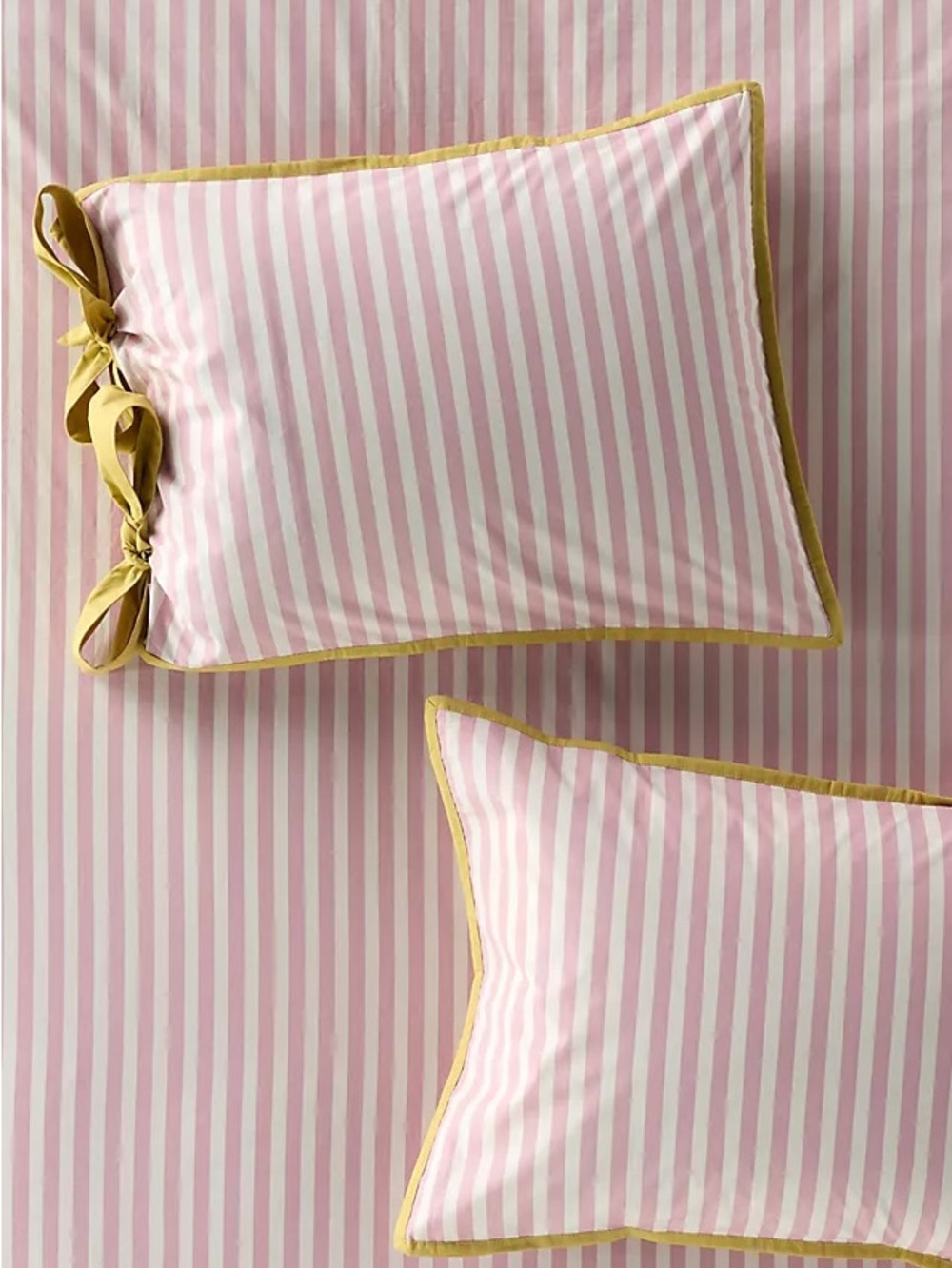 Anthropologie x Maeve Brunner Cotton Percale Striped Tie Printed Shams Set of 2
